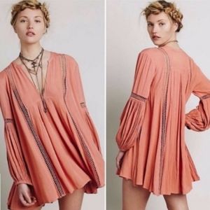 Free People Just The Two Of Us Tunic Dress Coral Size XS